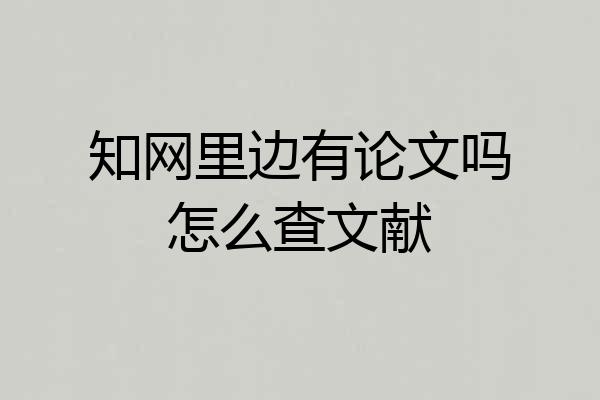 知网里边有论文吗怎么查文献
