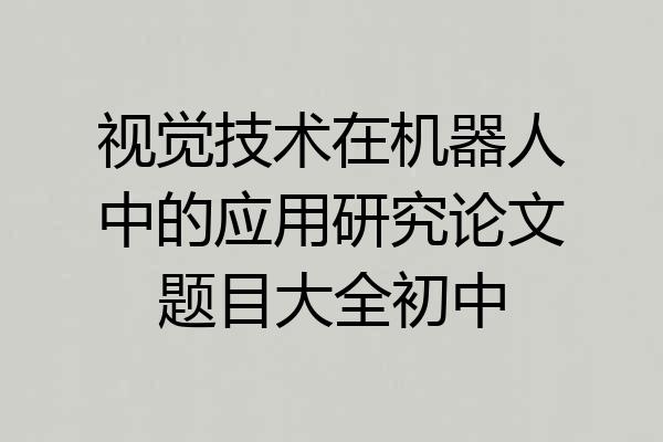 视觉技术在机器人中的应用研究论文题目大全初中