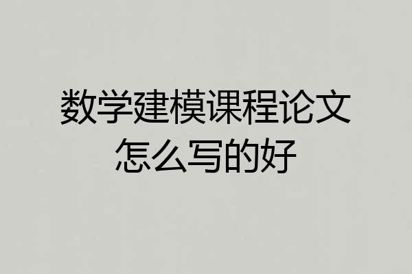 数学建模课程论文怎么写的好