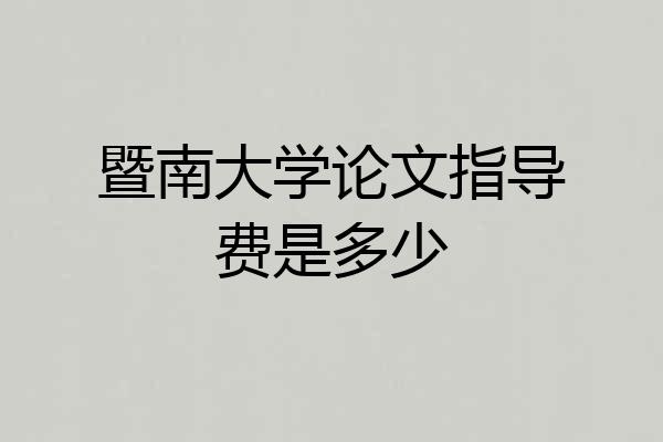 暨南大学论文指导费是多少