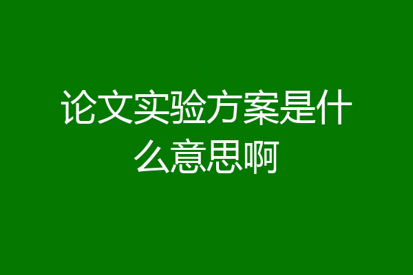 论文实验方案是什么意思啊