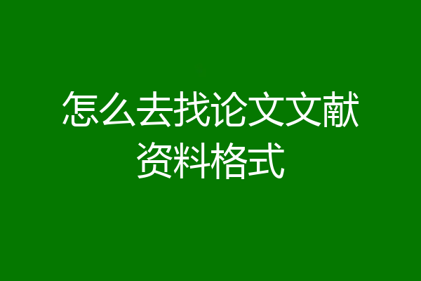 怎么去找论文文献资料格式
