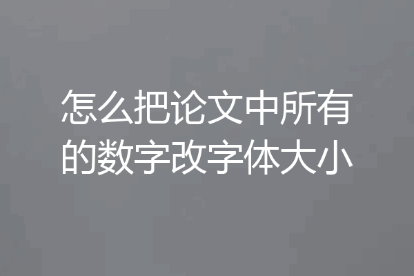 怎么把论文中所有的数字改字体大小
