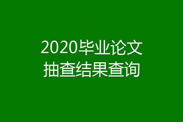 2020毕业论文抽查结果查询