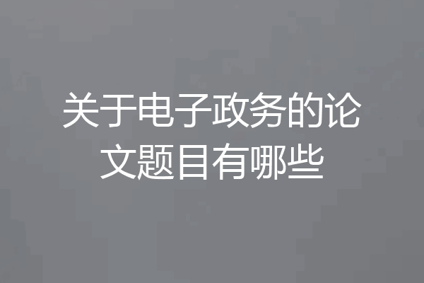 关于电子政务的论文题目有哪些