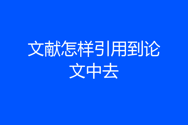 文献怎样引用到论文中去
