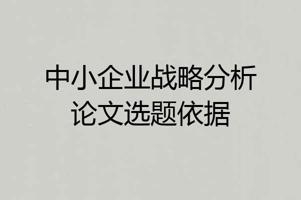 中小企业战略分析论文选题依据