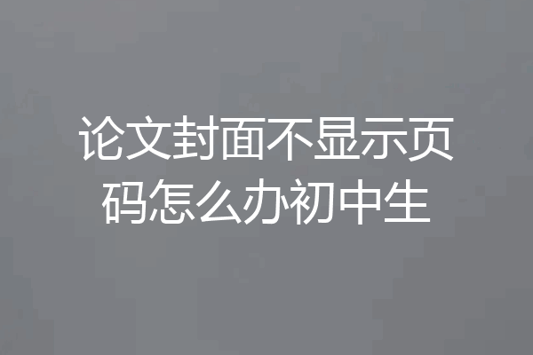 论文封面不显示页码怎么办初中生