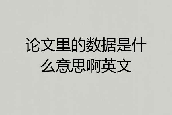 论文里的数据是什么意思啊英文