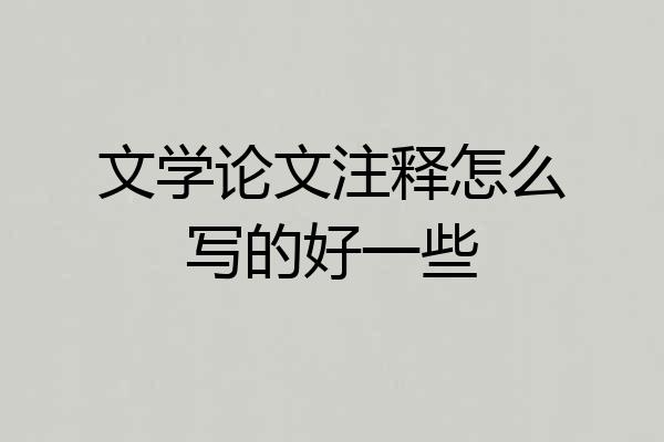 文学论文注释怎么写的好一些