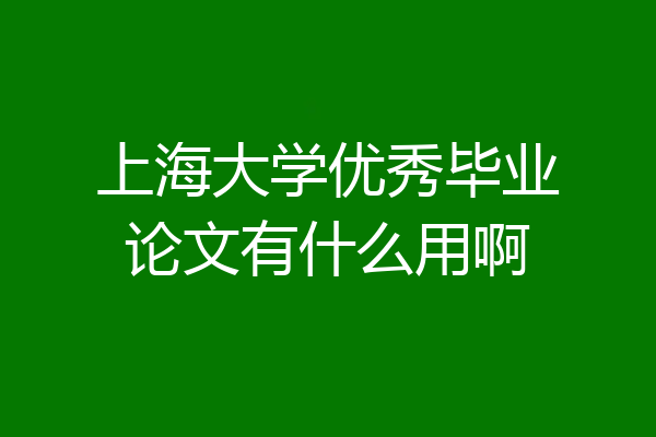 上海大学优秀毕业论文有什么用啊