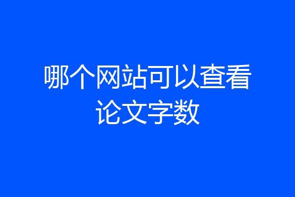 哪个网站可以查看论文字数