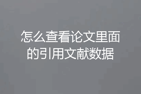 怎么查看论文里面的引用文献数据