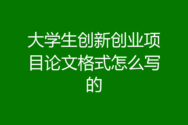大学生创新创业项目论文格式怎么写的