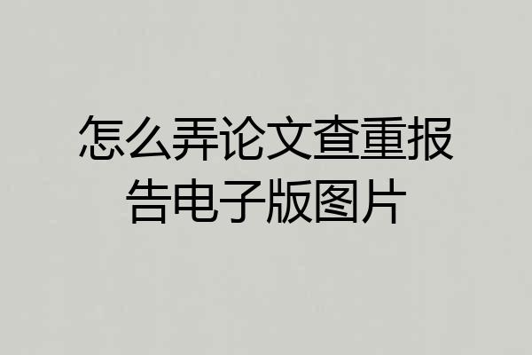 怎么弄论文查重报告电子版图片