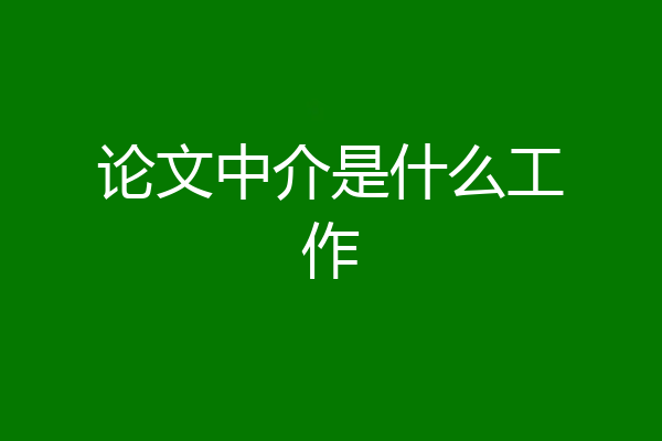 论文中介是什么工作