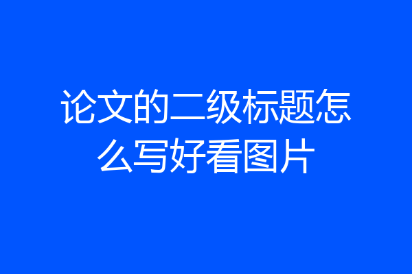 论文的二级标题怎么写好看图片