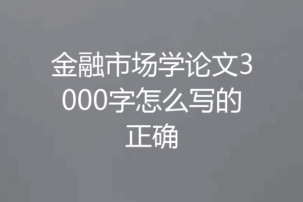 金融市场学论文3000字怎么写的正确