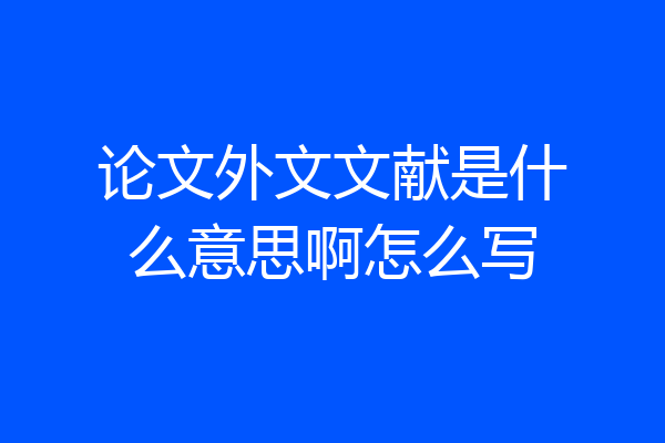 论文外文文献是什么意思啊怎么写