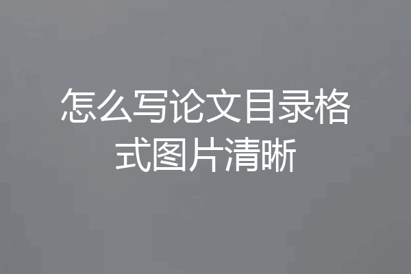 怎么写论文目录格式图片清晰