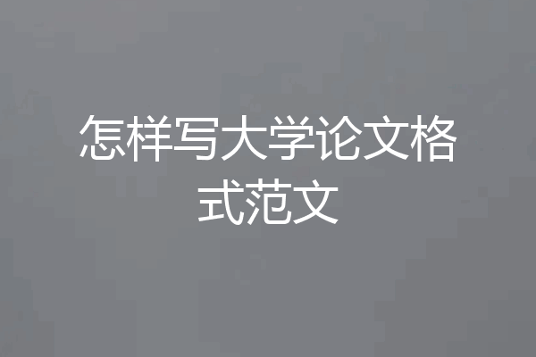 怎样写大学论文格式范文
