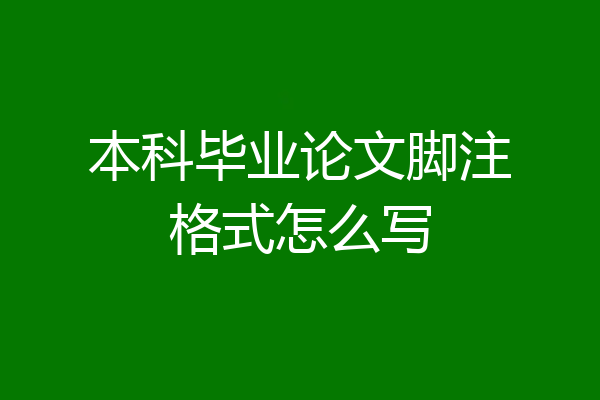 本科毕业论文脚注格式怎么写