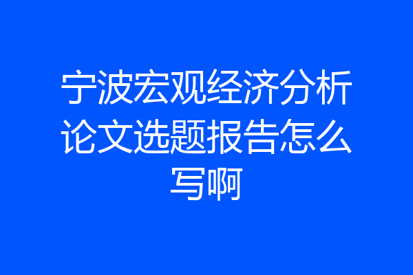 宁波宏观经济分析论文选题报告怎么写啊