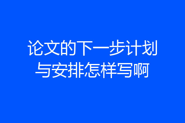 论文的下一步计划与安排怎样写啊