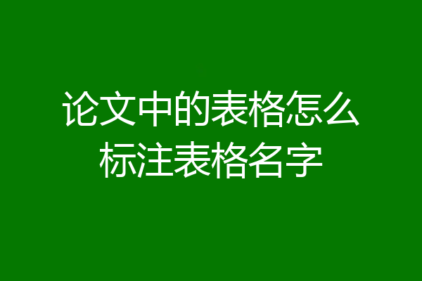 论文中的表格怎么标注表格名字