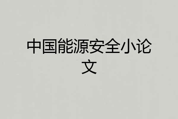 中国能源安全小论文
