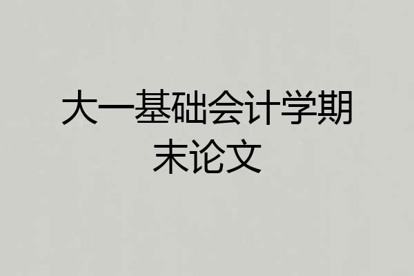 大一基础会计学期末论文