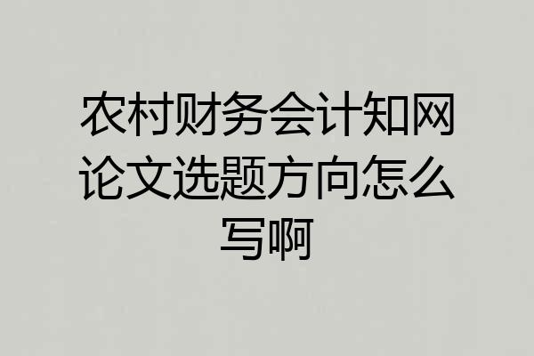 农村财务会计知网论文选题方向怎么写啊