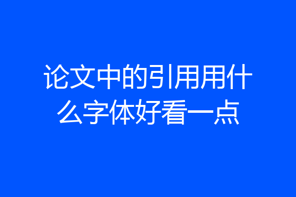 论文中的引用用什么字体好看一点