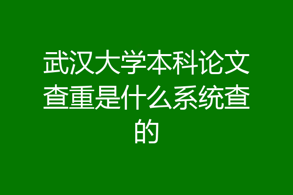 武汉大学本科论文查重是什么系统查的