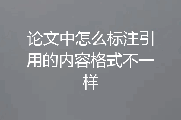 论文中怎么标注引用的内容格式不一样