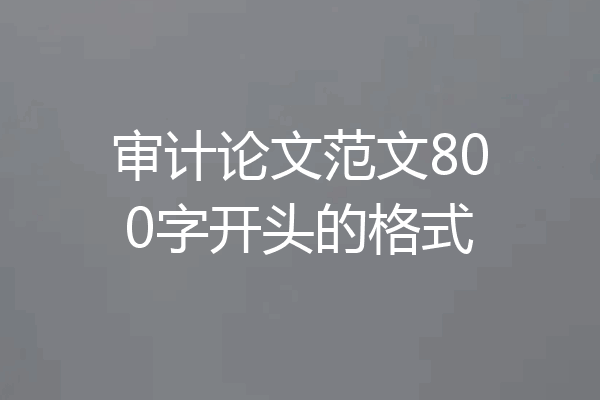 审计论文范文800字开头的格式