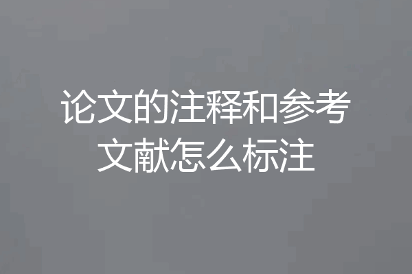 论文的注释和参考文献怎么标注
