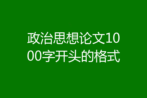 政治思想论文1000字开头的格式