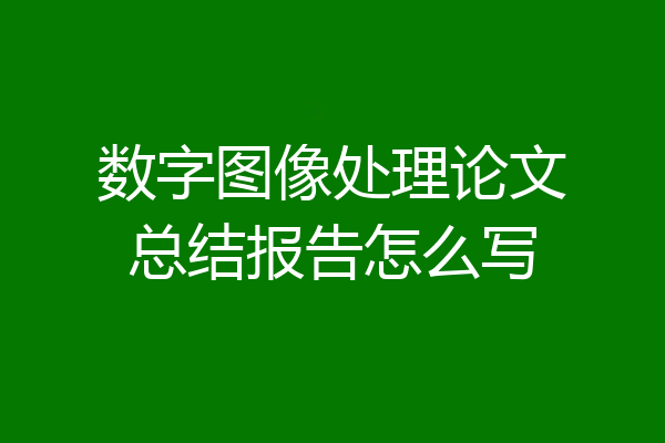 数字图像处理论文总结报告怎么写