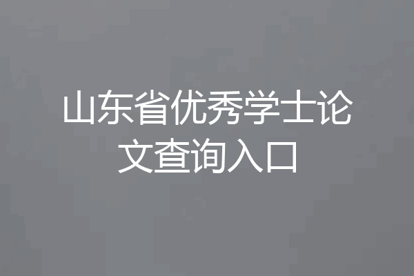 山东省优秀学士论文查询入口