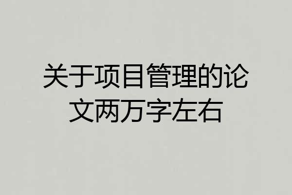 关于项目管理的论文两万字左右