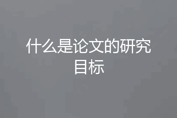 什么是论文的研究目标