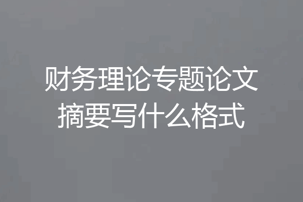 财务理论专题论文摘要写什么格式