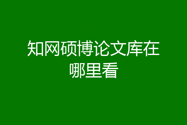 知网硕博论文库在哪里看