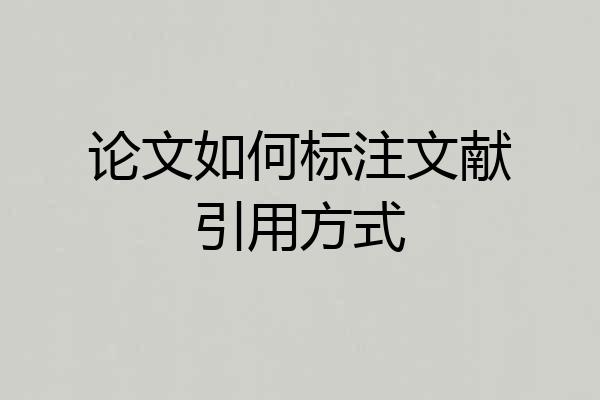 论文如何标注文献引用方式