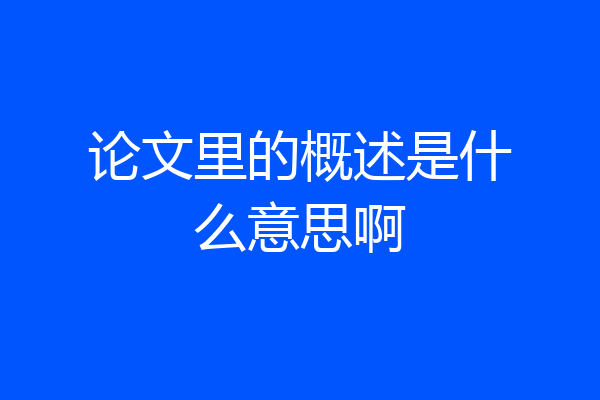 论文里的概述是什么意思啊