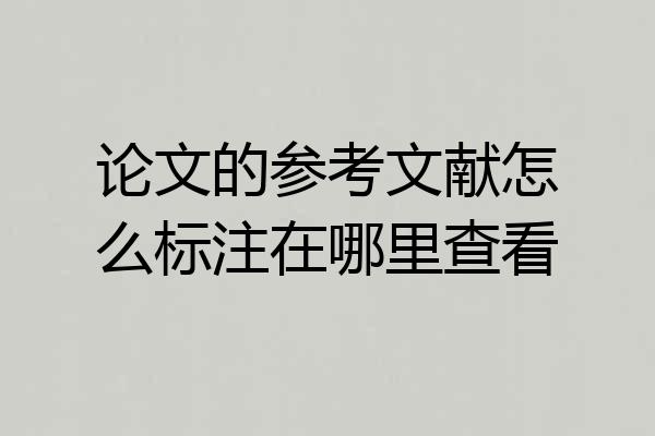 论文的参考文献怎么标注在哪里查看
