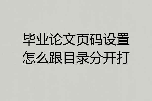 毕业论文页码设置怎么跟目录分开打