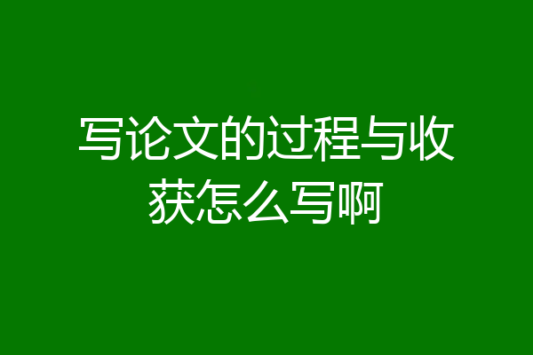 写论文的过程与收获怎么写啊
