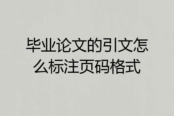 毕业论文的引文怎么标注页码格式